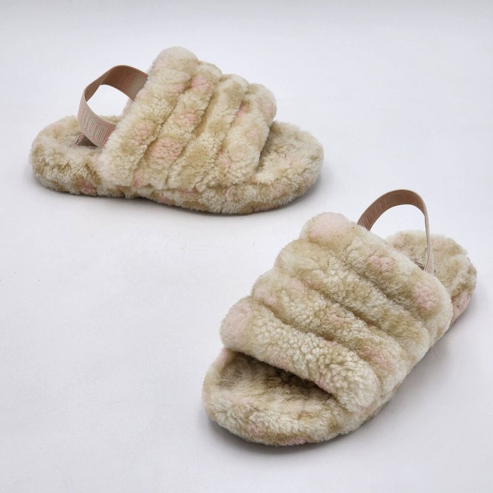 UGG Kids Fluff Yeah Slide Sheepskin Slipper Panther Print Little Kid's Size 2 US
